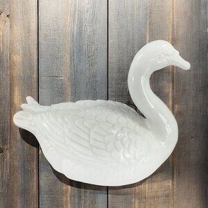 1960s Japanese Large Heavy White Ceramic Stoneware Duck Swan Bird Figurine Japan
